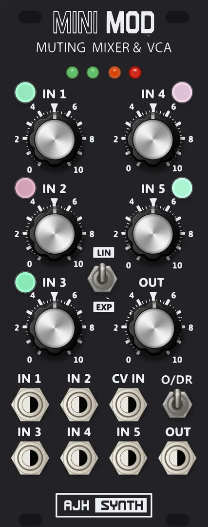 AJH Synth MiniMod Muting Mixer & VCA — 10 HP