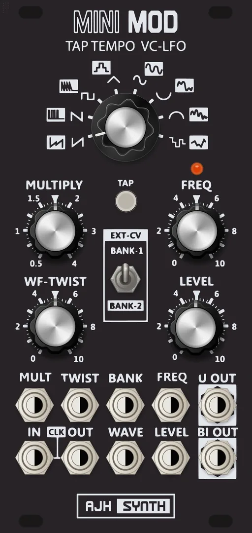 AJH Synth MiniMod Tap Tempo VC-LFO — 12 HP